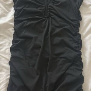 Elegant Black Ruched Dress